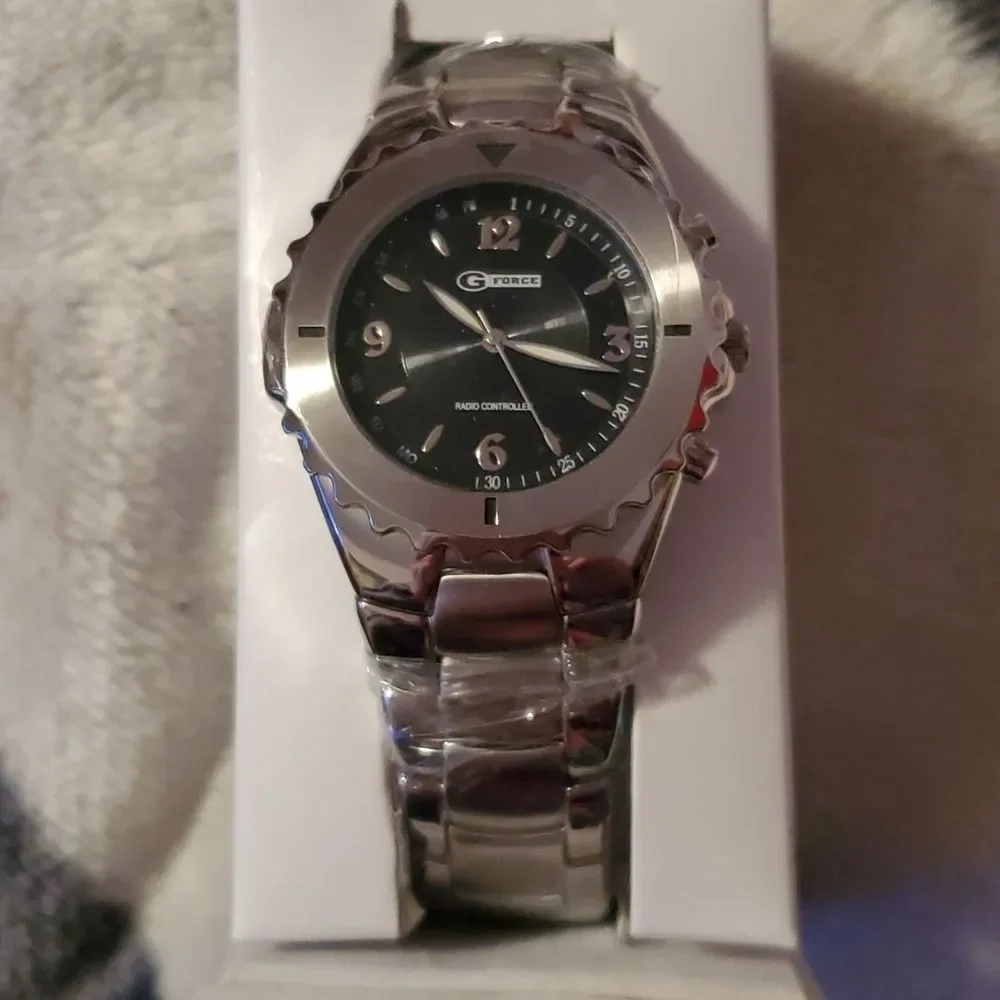 Brand New G-Force Radio Controlled Watch Atomic‎ Clock Stainless Steel TW363L